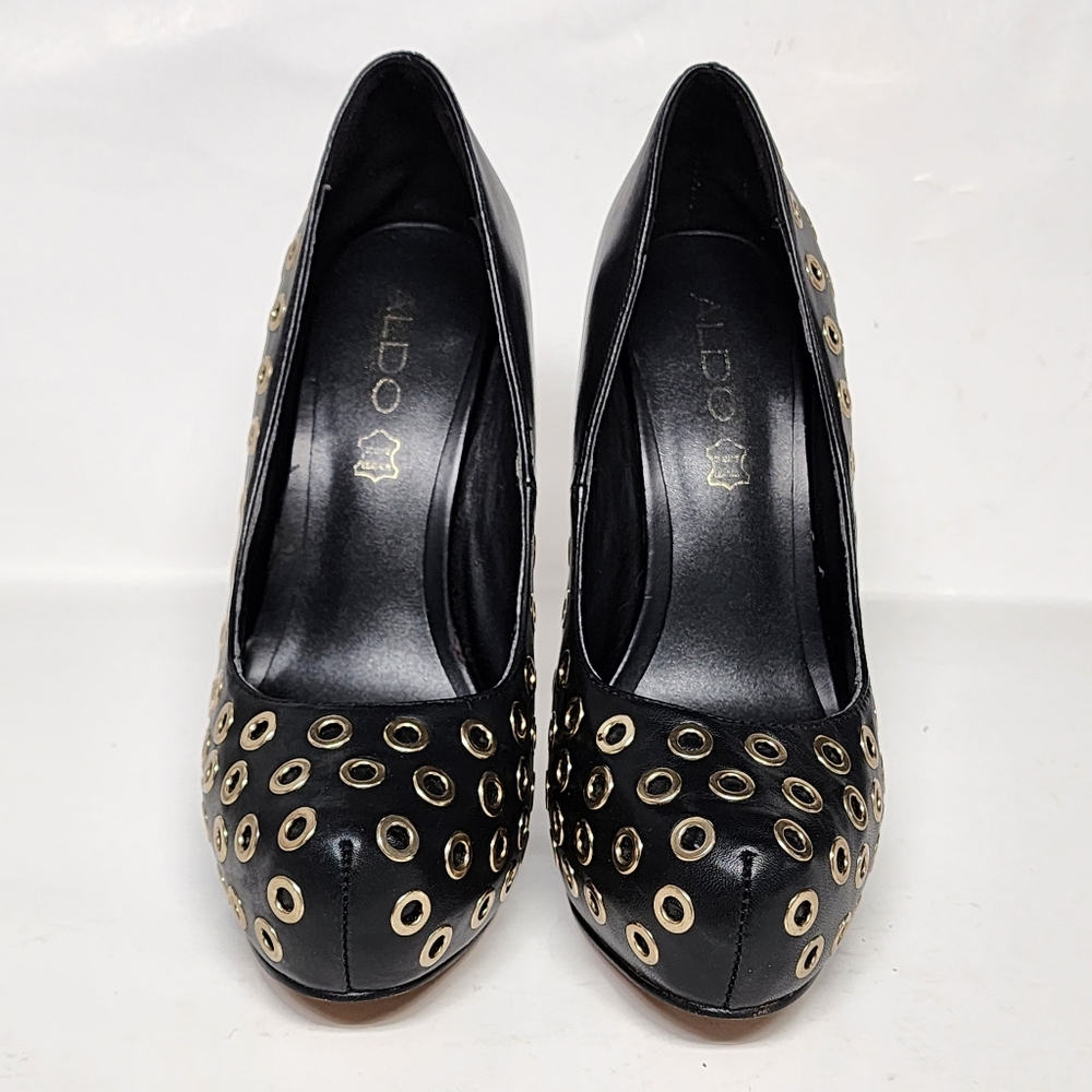 ALDO Womens shoes BLACK with GOLD RIVETING /STUDS    7 - Picture 10 of 12